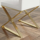 Modern White Leather Dining Room Chair Upholstered Gold Legs Set of 2