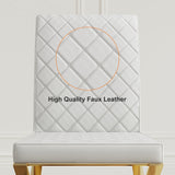 Modern White Leather Dining Room Chair Upholstered Gold Legs Set of 2