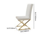 Modern White Leather Dining Room Chair Upholstered Gold Legs Set of 2