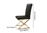 Modern Black Leather Dining Table Chair Upholstered in Gold Set of 2