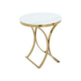 Modern Luxurious Round White Stone Side Table X-Base End Table in Gold-Richsoul-End & Side Tables,Furniture,Living Room Furniture