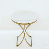 Modern Luxurious Round White Stone Side Table X-Base End Table in Gold-Richsoul-End & Side Tables,Furniture,Living Room Furniture