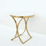 Modern Luxurious Round White Stone Side Table X-Base End Table in Gold-Richsoul-End & Side Tables,Furniture,Living Room Furniture
