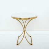 Modern Luxurious Round White Stone Side Table X-Base End Table in Gold-Richsoul-End & Side Tables,Furniture,Living Room Furniture