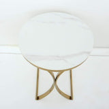 Modern Luxurious Round White Stone Side Table X-Base End Table in Gold-Richsoul-End & Side Tables,Furniture,Living Room Furniture