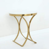 Modern Luxurious Round White Stone Side Table X-Base End Table in Gold-Richsoul-End & Side Tables,Furniture,Living Room Furniture