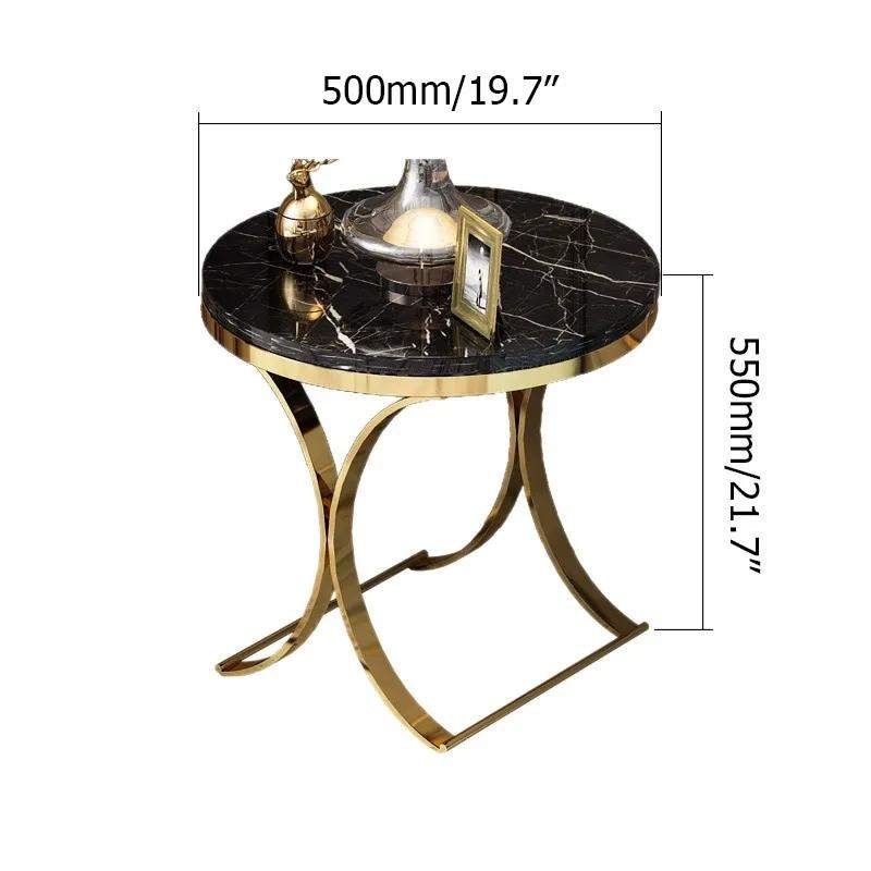 Modern Luxurious Round White Stone Side Table X-Base End Table in Gold-Richsoul-End & Side Tables,Furniture,Living Room Furniture