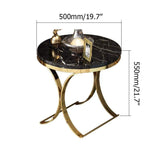 Modern Luxurious Round White Stone Side Table X-Base End Table in Gold-Richsoul-End & Side Tables,Furniture,Living Room Furniture