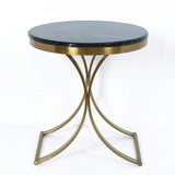 Modern Luxurious Round White Stone Side Table X-Base End Table in Gold-Richsoul-End & Side Tables,Furniture,Living Room Furniture