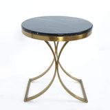 Modern Luxurious Round White Stone Side Table X-Base End Table in Gold-Richsoul-End & Side Tables,Furniture,Living Room Furniture