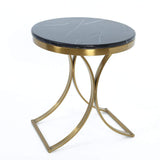 Modern Luxurious Round White Stone Side Table X-Base End Table in Gold-Richsoul-End & Side Tables,Furniture,Living Room Furniture