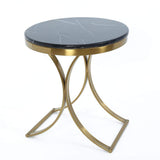 Modern Luxurious Round White Stone Side Table X-Base End Table in Gold-Richsoul-End & Side Tables,Furniture,Living Room Furniture