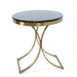 Modern Luxurious Round White Stone Side Table X-Base End Table in Gold-Richsoul-End & Side Tables,Furniture,Living Room Furniture