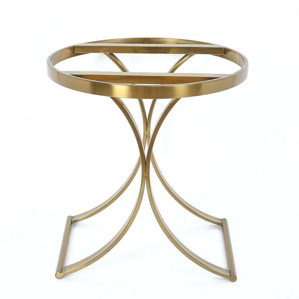 Modern Luxurious Round White Stone Side Table X-Base End Table in Gold-Richsoul-End & Side Tables,Furniture,Living Room Furniture