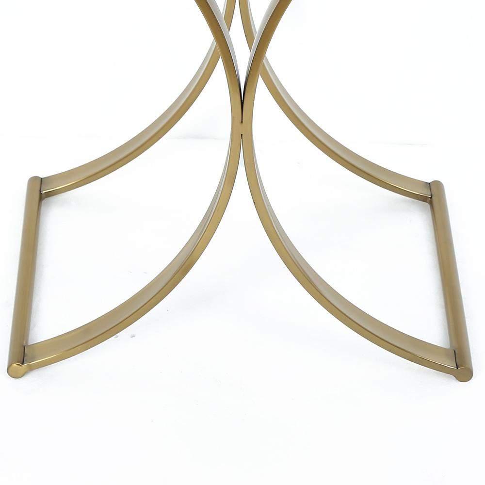 Modern Luxurious Round White Stone Side Table X-Base End Table in Gold-Richsoul-End & Side Tables,Furniture,Living Room Furniture