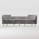 Modern 102.4" Gray Velvet Upholstered 4-Seater Sofa with Gold Legs & Solid Wood Frame-Richsoul-Furniture,Living Room Furniture,Sofas & Loveseats