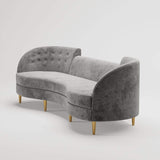 Modern 102.4" Gray Velvet Upholstered 4-Seater Sofa with Gold Legs & Solid Wood Frame-Richsoul-Furniture,Living Room Furniture,Sofas & Loveseats
