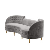 Modern 102.4" Gray Velvet Upholstered 4-Seater Sofa with Gold Legs & Solid Wood Frame-Richsoul-Furniture,Living Room Furniture,Sofas & Loveseats