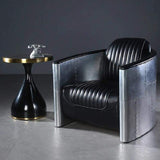 Industrial Loft Black Barrel Accent Chair PU Leather Upholstery-Richsoul-Chairs & Recliners,Furniture,Living Room Furniture