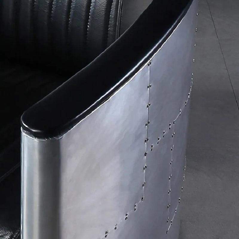 Industrial Loft Black Barrel Accent Chair PU Leather Upholstery-Richsoul-Chairs & Recliners,Furniture,Living Room Furniture