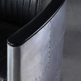 Industrial Loft Black Barrel Accent Chair PU Leather Upholstery-Richsoul-Chairs & Recliners,Furniture,Living Room Furniture
