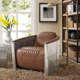 Industrial Loft Black Barrel Accent Chair PU Leather Upholstery-Richsoul-Chairs & Recliners,Furniture,Living Room Furniture