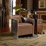 Industrial Loft Black Barrel Accent Chair PU Leather Upholstery-Richsoul-Chairs & Recliners,Furniture,Living Room Furniture