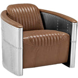 Industrial Loft Black Barrel Accent Chair PU Leather Upholstery-Richsoul-Chairs & Recliners,Furniture,Living Room Furniture
