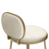 Modern Beige Faux Leather Upholstery Round Counter Stool with Back