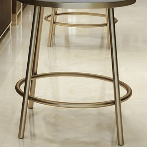 Modern Beige Faux Leather Upholstery Round Counter Stool with Back