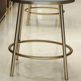 Modern Beige Faux Leather Upholstery Round Counter Stool with Back