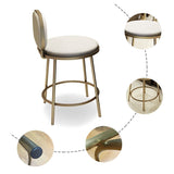 Modern Beige Faux Leather Upholstery Round Counter Stool with Back