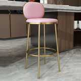 Modern Beige Faux Leather Upholstery Round Counter Stool with Back