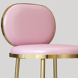 Modern Beige Faux Leather Upholstery Round Counter Stool with Back