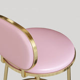 Modern Beige Faux Leather Upholstery Round Counter Stool with Back