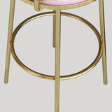 Modern Beige Faux Leather Upholstery Round Counter Stool with Back