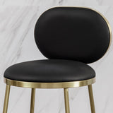 Modern Beige Faux Leather Upholstery Round Counter Stool with Back