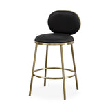 Modern Beige Faux Leather Upholstery Round Counter Stool with Back