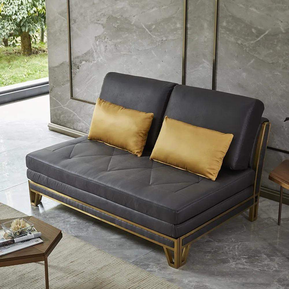 Modern Black Convertible Sofa Bed of Tufted Fabric Upholstery in Medium-Richsoul-Daybeds,Furniture,Living Room Furniture