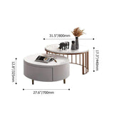 White&Walnut Round Nesting Coffee Table with Storage Rotating Top in Rose Gold Set of 2-Richsoul-Coffee Tables,Furniture,Living Room Furniture