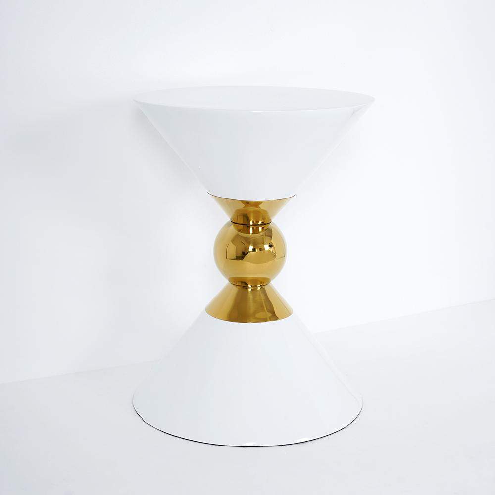 Modern Round Black End Table of Hourglass Fiberglass in Small-Richsoul-End & Side Tables,Furniture,Living Room Furniture