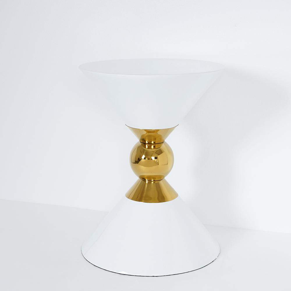 Modern Round Black End Table of Hourglass Fiberglass in Small-Richsoul-End & Side Tables,Furniture,Living Room Furniture