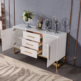 White Modern 59" Wood Sideboard with Drawers Kitchen Buffet Cabinet