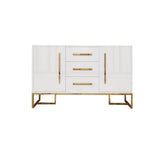 White Modern 59" Wood Sideboard with Drawers Kitchen Buffet Cabinet
