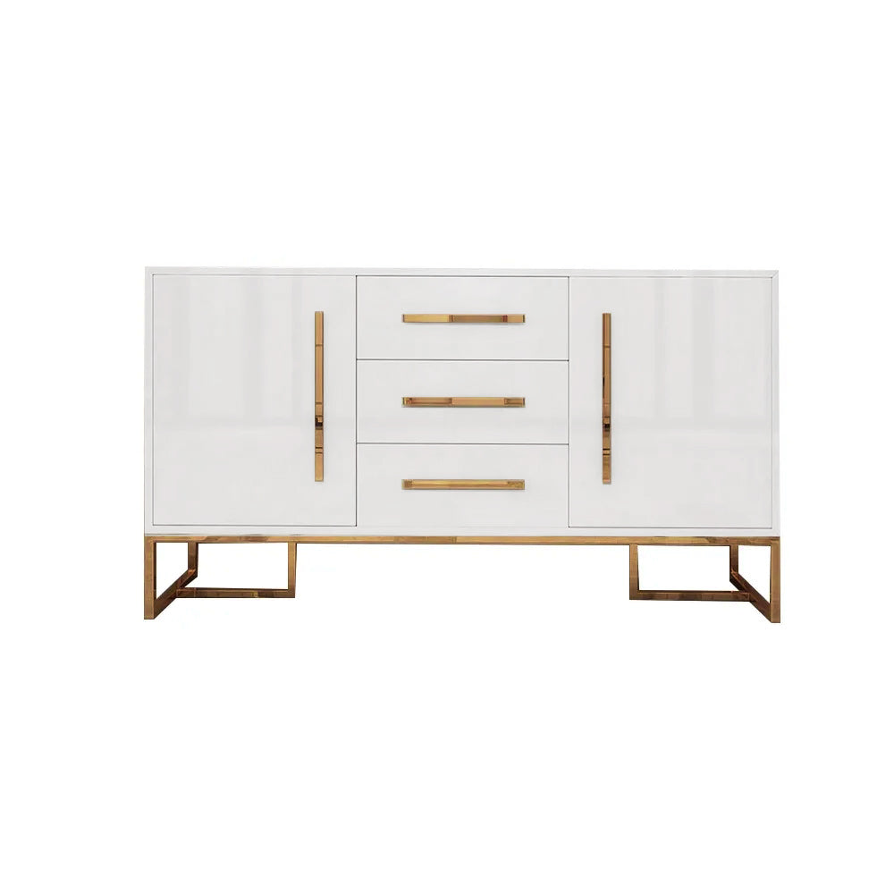 White Modern 59" Wood Sideboard with Drawers Kitchen Buffet Cabinet