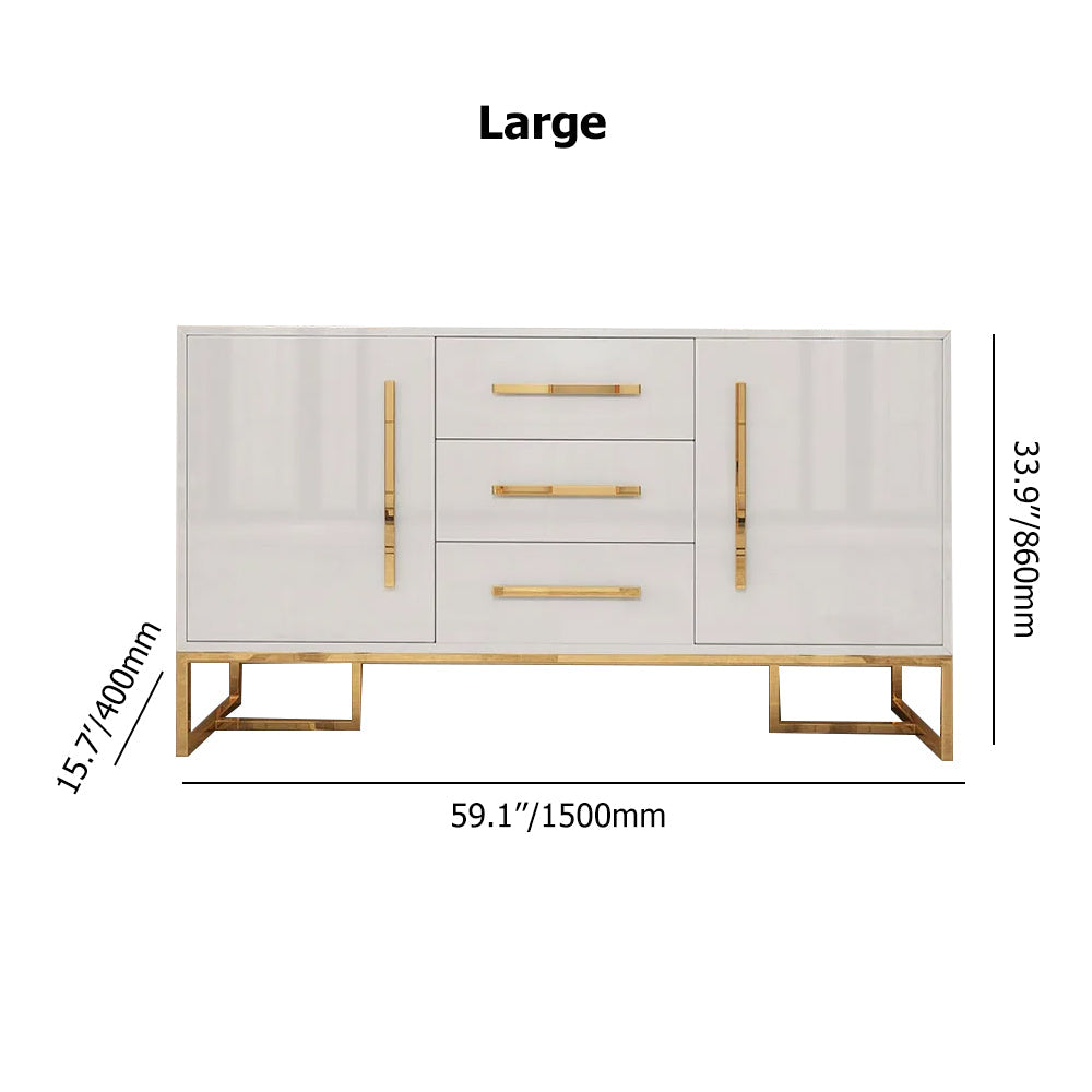 White Modern 59" Wood Sideboard with Drawers Kitchen Buffet Cabinet