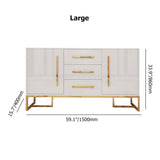 White Modern 59" Wood Sideboard with Drawers Kitchen Buffet Cabinet