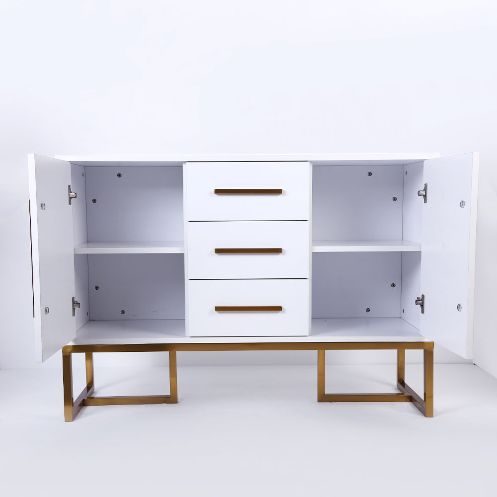 White Modern 59" Wood Sideboard with Drawers Kitchen Buffet Cabinet