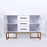 White Modern 59" Wood Sideboard with Drawers Kitchen Buffet Cabinet