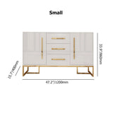 Modern 47" White Buffet 2 Doors & 3 Drawers Kitchen Storage Sideboard Cabinet in Gold